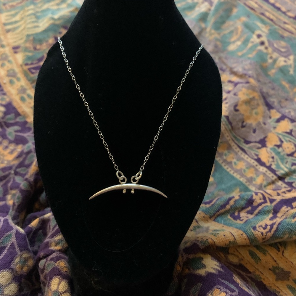 Crescent moon silver necklace